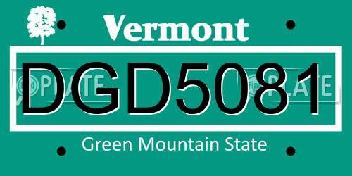 DGD5081 Vermont License Plate