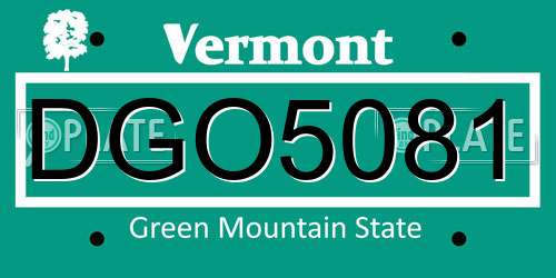 DGO5081 Vermont License Plate