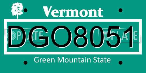 DGO8051 Vermont License Plate