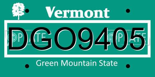 DGO9405 Vermont License Plate