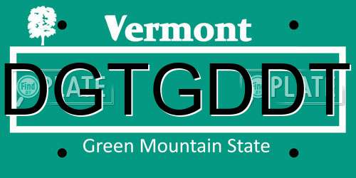 DGTGDDT Vermont License Plate