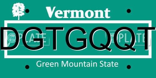 DGTGQQT Vermont License Plate