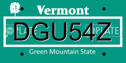 DGU54Z Vermont License Plate