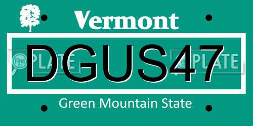 DGUS47 Vermont License Plate
