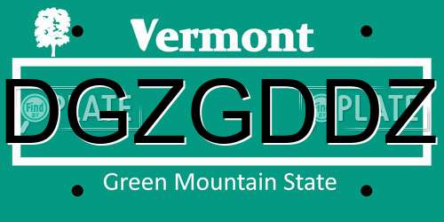 DGZGDDZ Vermont License Plate