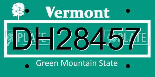 DH28457 Vermont License Plate