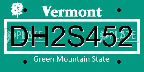 DH2S452 Vermont License Plate