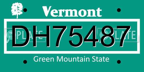 DH75487 Vermont License Plate