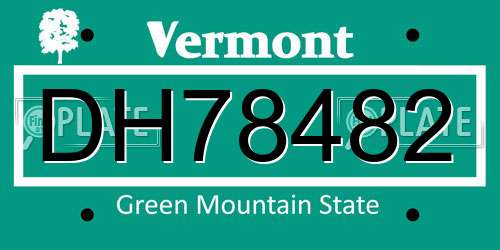 DH78482 Vermont License Plate