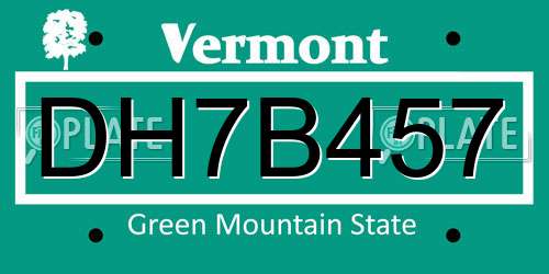 DH7B457 Vermont License Plate