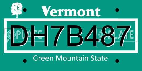 DH7B487 Vermont License Plate