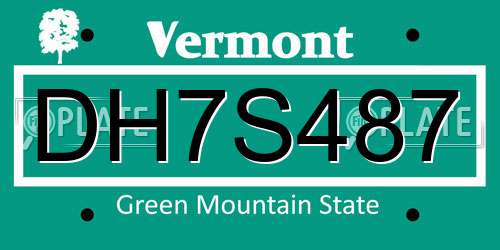 DH7S487 Vermont License Plate