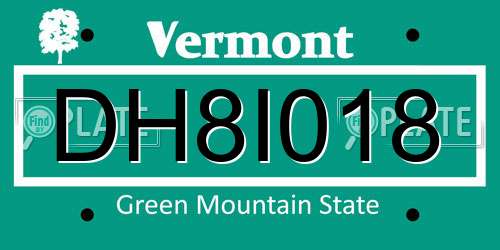 DH8I018 Vermont License Plate