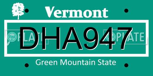 DHA947 Vermont License Plate