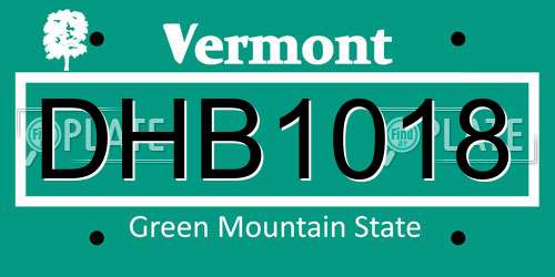 DHB1018 Vermont License Plate