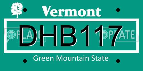 DHB117 Vermont License Plate