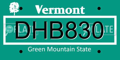 DHB830 Vermont License Plate