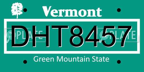 DHT8457 Vermont License Plate