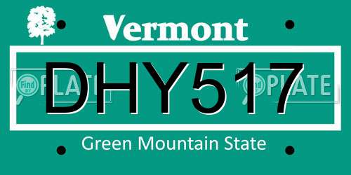 DHY517 Vermont License Plate
