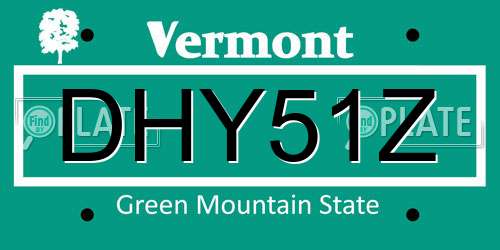 DHY51Z Vermont License Plate
