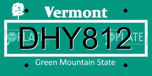 DHY812 Vermont License Plate