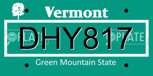 DHY817 Vermont License Plate