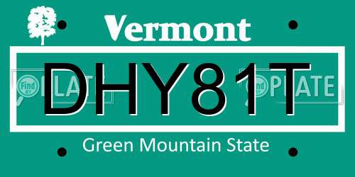 DHY81T Vermont License Plate