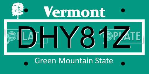 DHY81Z Vermont License Plate