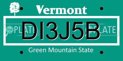 DI3J5B Vermont License Plate