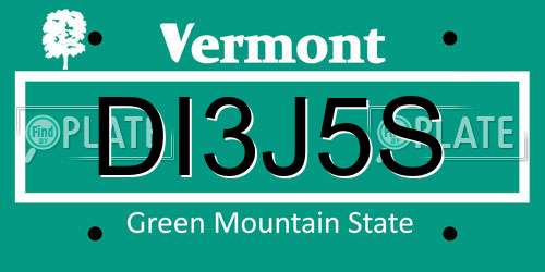 DI3J5S Vermont License Plate