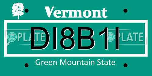 DI8B1I Vermont License Plate