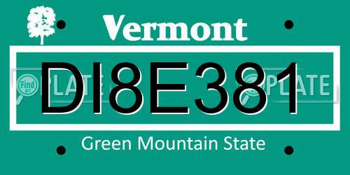 DI8E381 Vermont License Plate