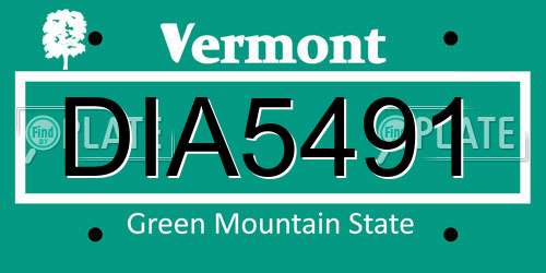 DIA5491 Vermont License Plate