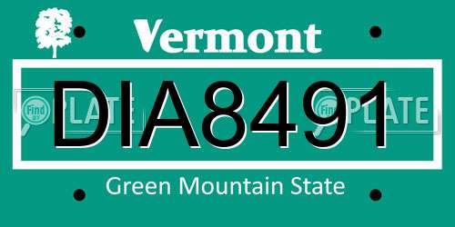 DIA8491 Vermont License Plate