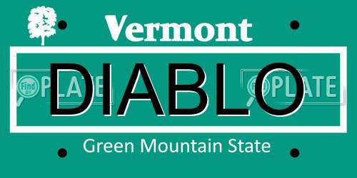 DIABLO Vermont License Plate