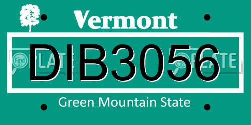 DIB3056 Vermont License Plate