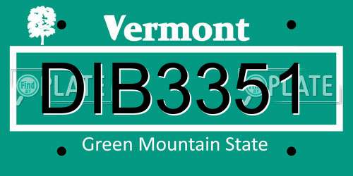 DIB3351 Vermont License Plate