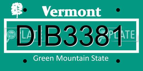 DIB3381 Vermont License Plate