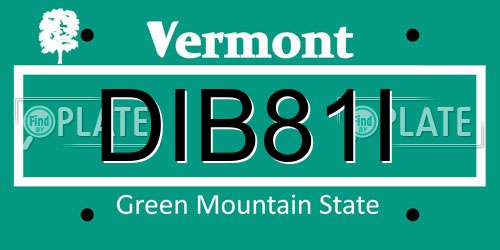 DIB81I Vermont License Plate