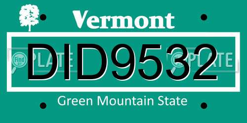 DID9532 Vermont License Plate