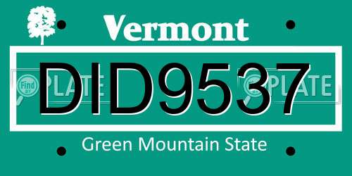 DID9537 Vermont License Plate