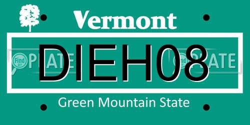 DIEH08 Vermont License Plate