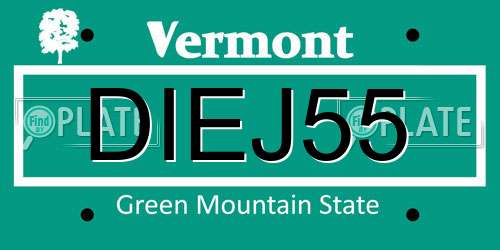 DIEJ55 Vermont License Plate