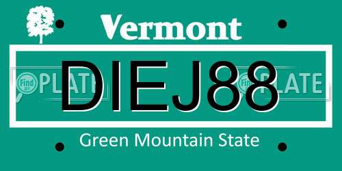 DIEJ88 Vermont License Plate
