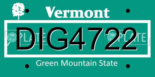DIG4722 Vermont License Plate