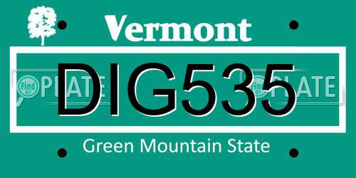 DIG535 Vermont License Plate