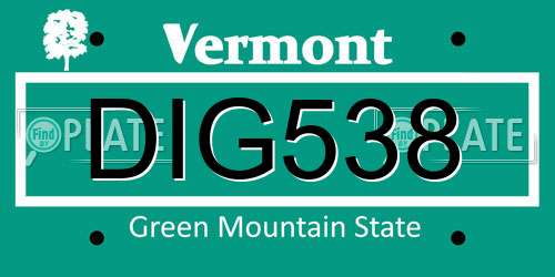 DIG538 Vermont License Plate