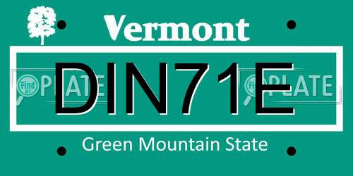 DIN71E Vermont License Plate
