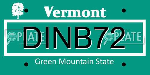 DINB72 Vermont License Plate