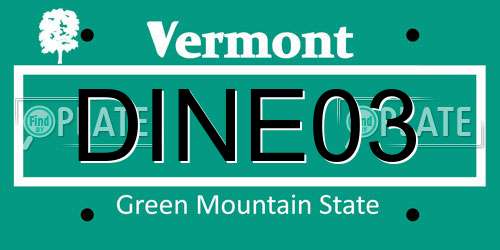 DINE03 Vermont License Plate